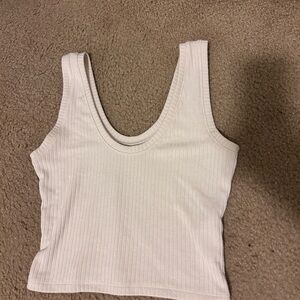 Cream Ribbed Women's Tank Top
